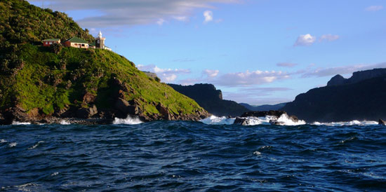 Cape Hermes lighthouse, with Port St Johns in the background
